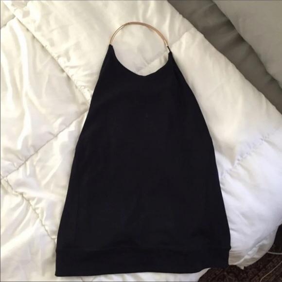 Zara Open Back Gold Bar Halter-neck Top - Picture 6 of 8